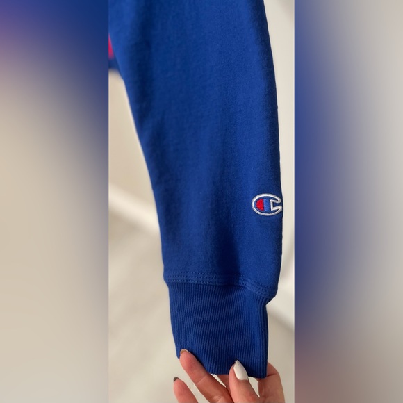 Champion Men’s Blue Vertical Spellout Crewneck Pullover L/S Sweatshirt/L-EUC - Picture 10 of 14